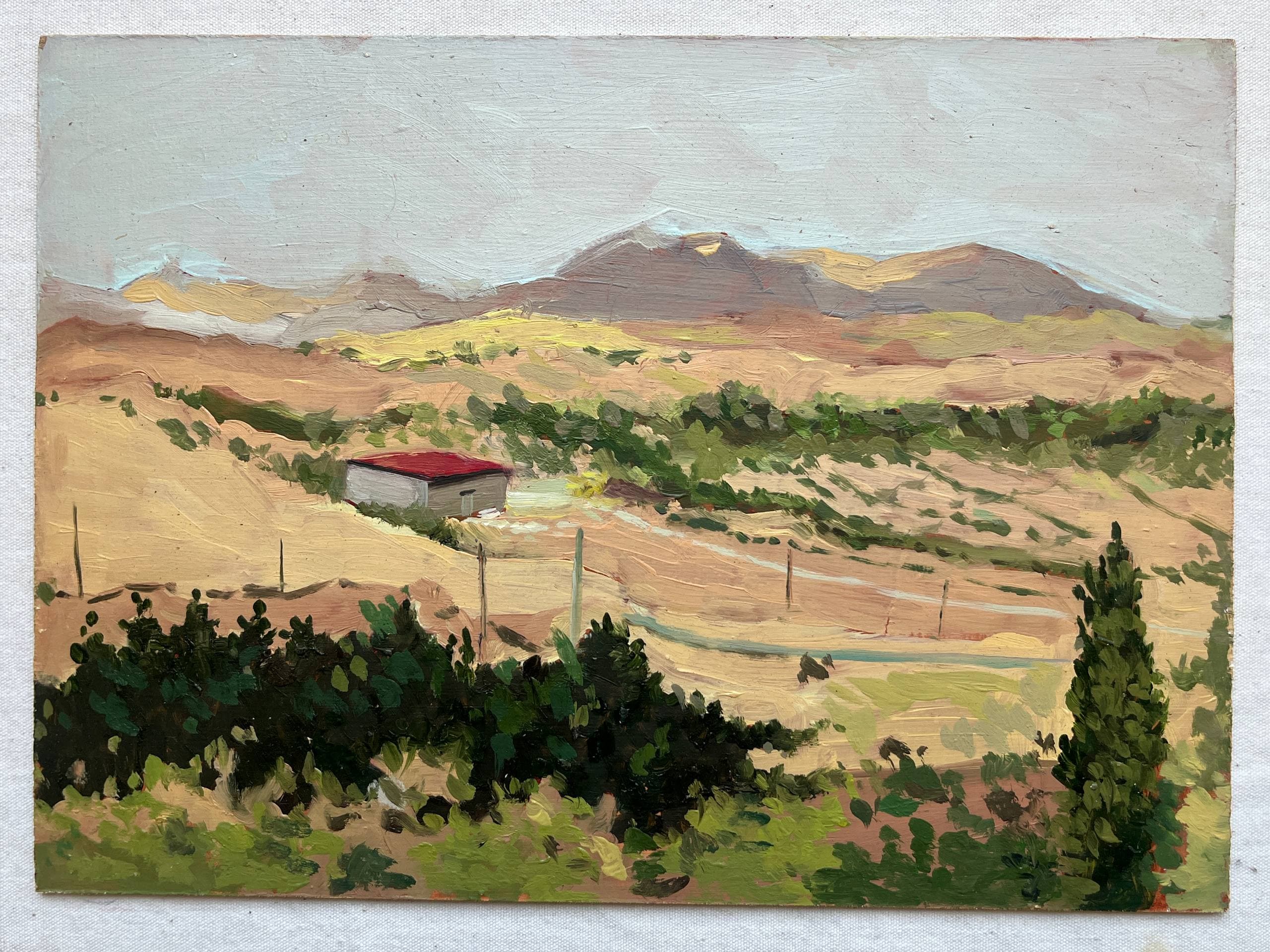 منظره روستایی با رنگ روغن